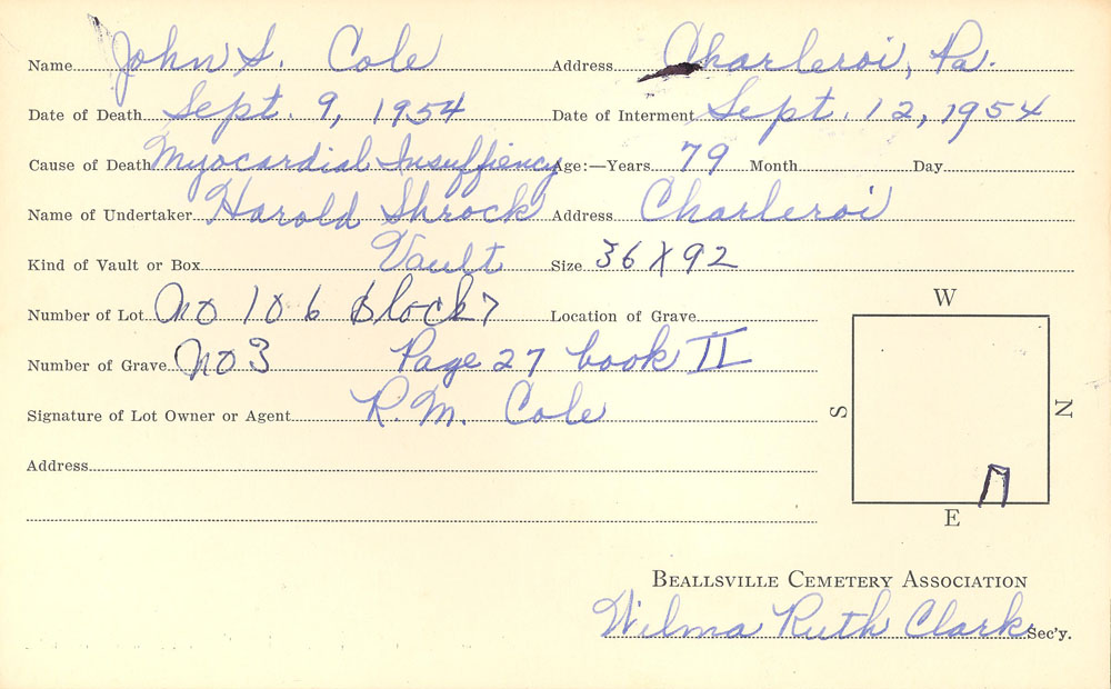 burial card
